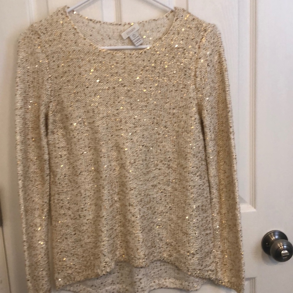 Chico’s Gold sequined Sweater Size 0/Small